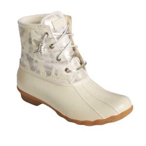 Sperry Women's Ivory Camo Saltwater Snow Water Resistant Outdoor Duck Boot Sz 10
